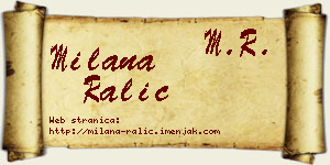 Milana Ralić vizit kartica